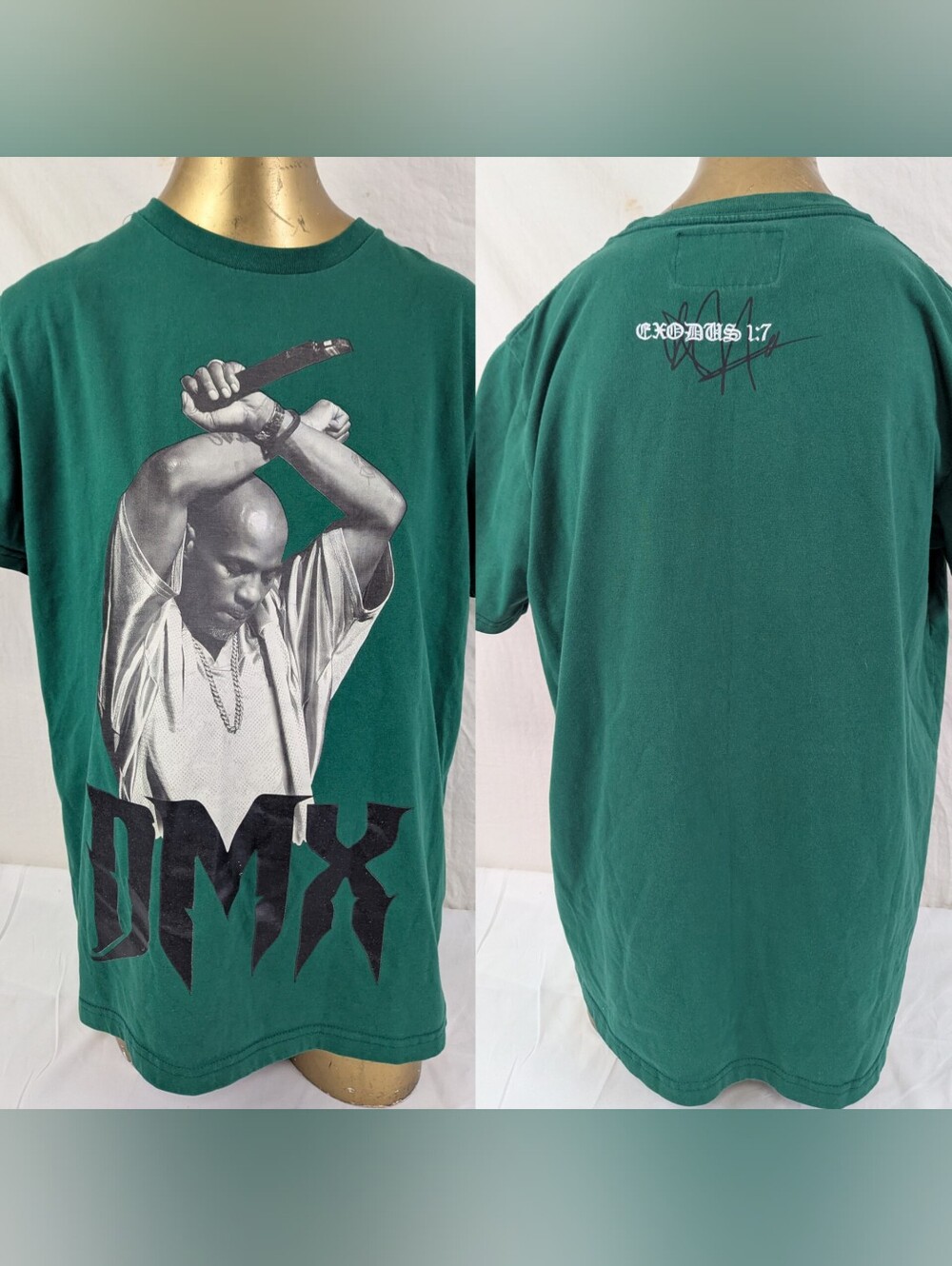 DMX Exodus 1:7 Men’s Green  T-Shirt with Bold Graphic Front Small